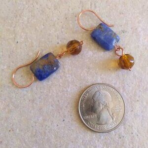 Rustic Blue Sodalite + Copper Earrings for Jeans, Denim & Leather Lovers!